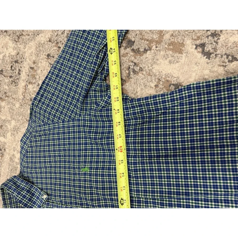 Ralph Lauren Polo Shirt Mens Medium Classic Fit Pony Long Sleeve Green BluePlaid